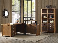 Rustic Hickory Brown L Shaped Standing Desk - Heritage