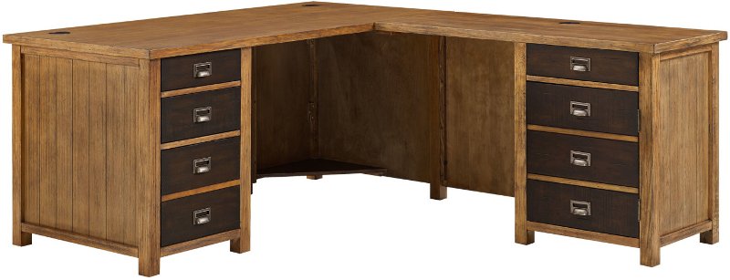 Rustic Hickory Brown L Shaped Desk Heritage Rc Willey