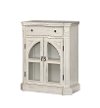 Clearance Colonial White Rub Cathedral 2 Door Cabinet