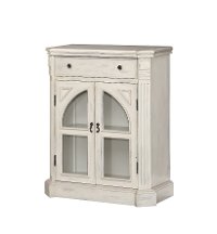 Colonial White Rub Cathedral 2 Door Cabinet