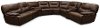 Brown Leather-Match Power Reclining Sectional Sofa - Max-1