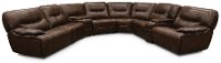 Brown Leather-Match Power Reclining Sectional Sofa - Max