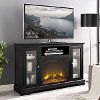 52 Inch Black Highboy TV Stand with Fireplace