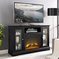 52 Inch Black Highboy TV Stand with Fireplace
