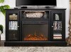 52 Inch Black Highboy TV Stand with Fireplace-2