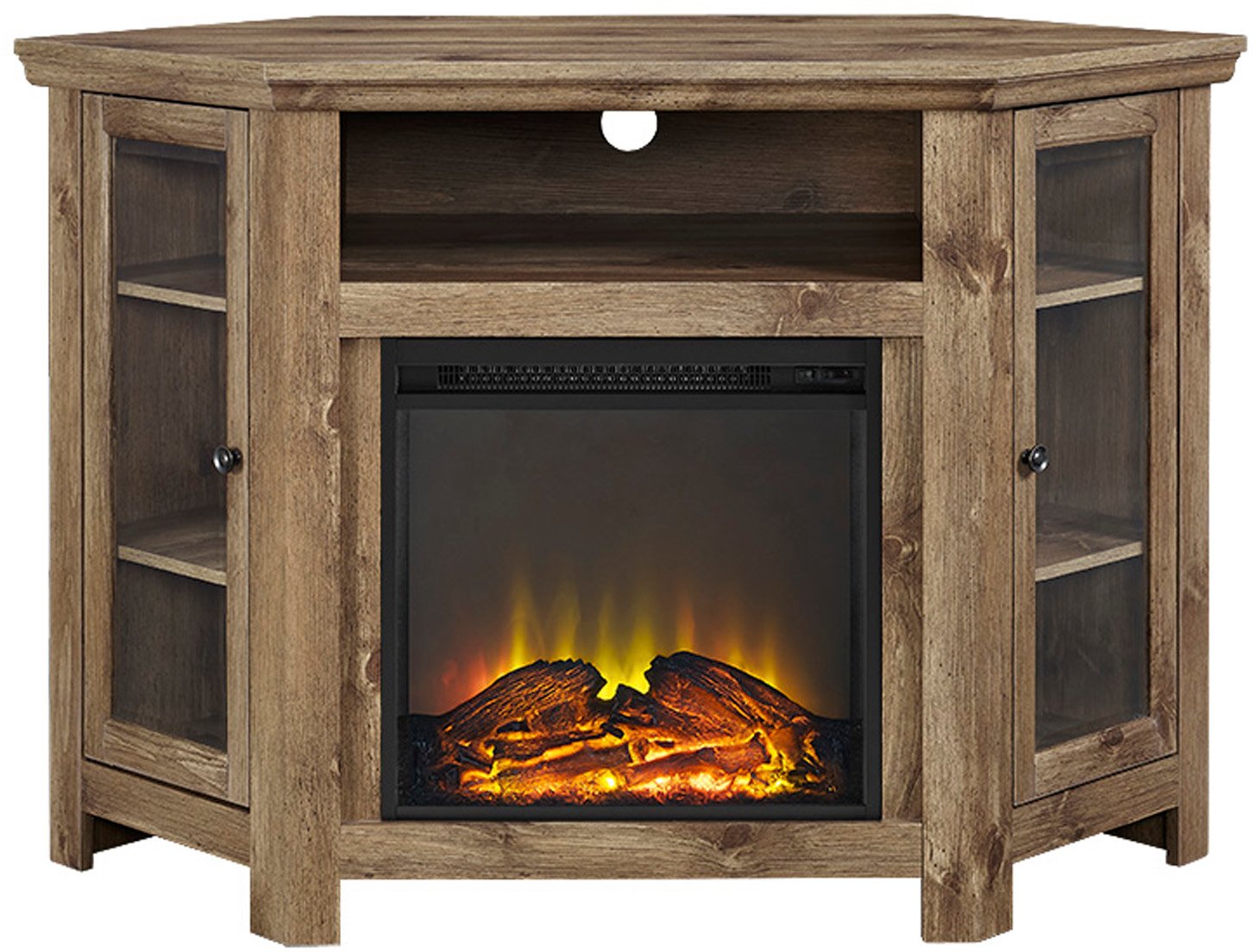 W48FPCRBW 48 Inch Barn Wood Corner Fireplace TV Stand - Keaton-2