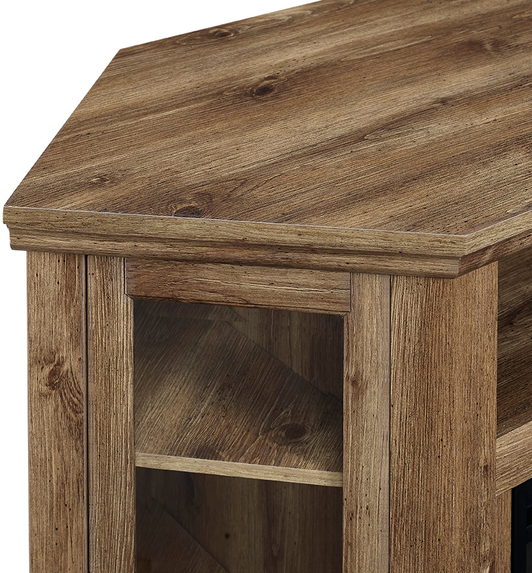 W48FPCRBW 48 Inch Barn Wood Corner Fireplace TV Stand - Keaton-4