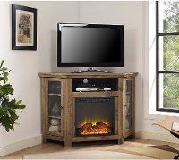 48 Inch Rustic Barn Wood Corner TV Stand with Fireplace