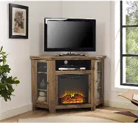 W48FPCRBW Keaton Barn Wood 48 Corner Fireplace TV Stand
