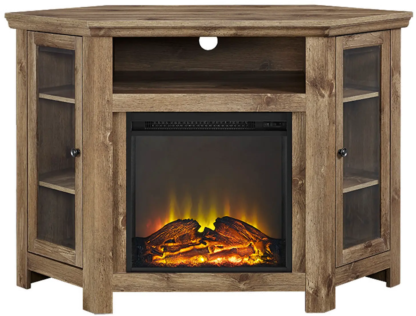 W48FPCRBW Keaton Barn Wood 48 Corner Fireplace TV Stand-2