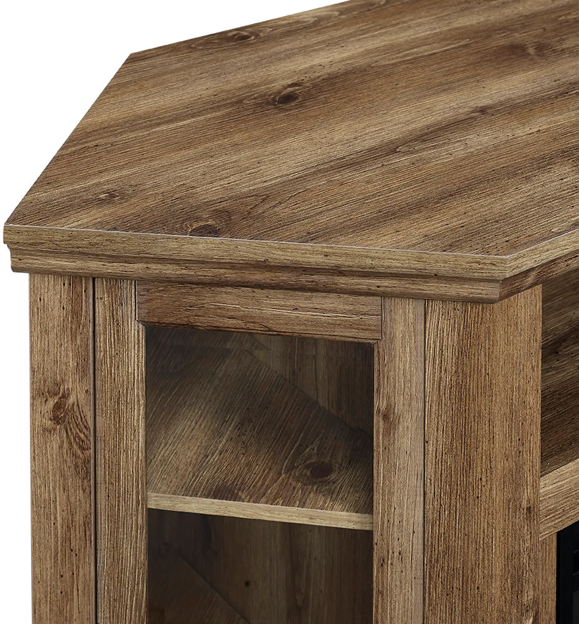 W48FPCRBW Keaton Barn Wood 48 Corner Fireplace TV Stand-4