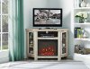 48 Inch White Oak Corner TV Stand with Fireplace