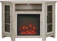 W48FPCRWO 48 Inch White Oak Corner TV Stand with Fireplace-2
