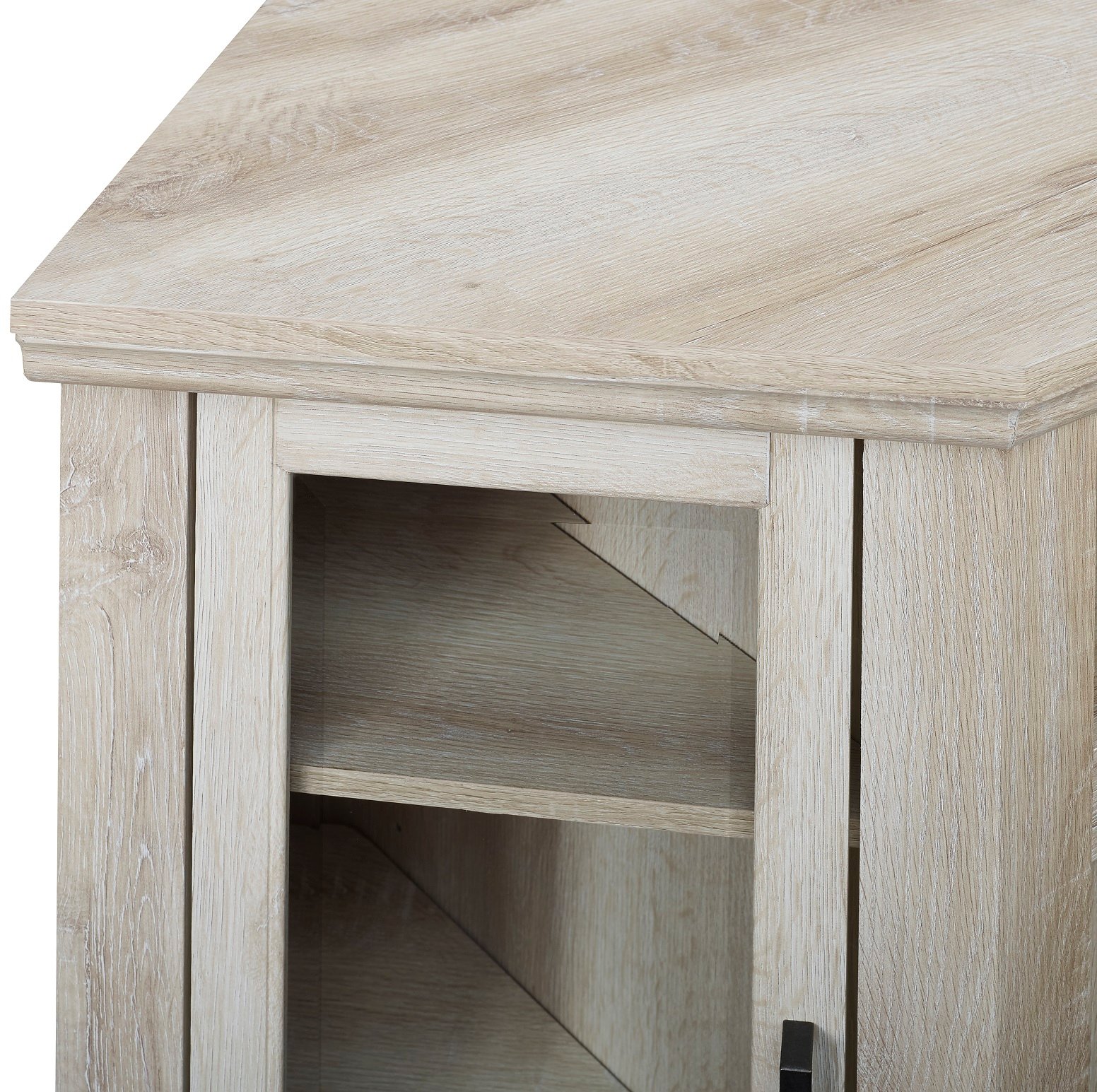 W48FPCRWO 48 Inch White Oak Corner TV Stand with Fireplace-4