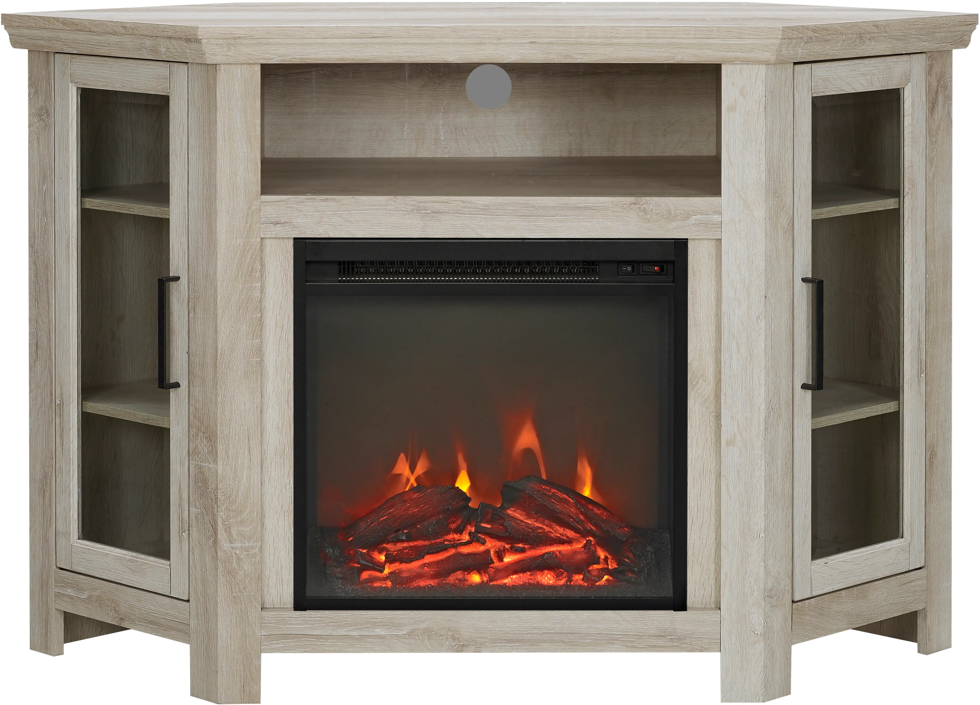 W48FPCRWO White Oak 48 Fireplace Corner TV Stand-2