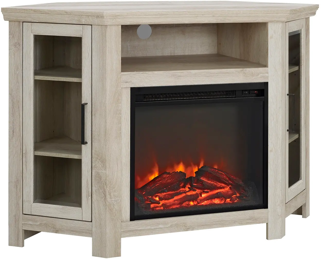 W48FPCRWO White Oak 48 Fireplace Corner TV Stand-3