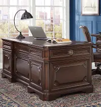 Sheffield 75 Inch Cherry Brown Executive Desk