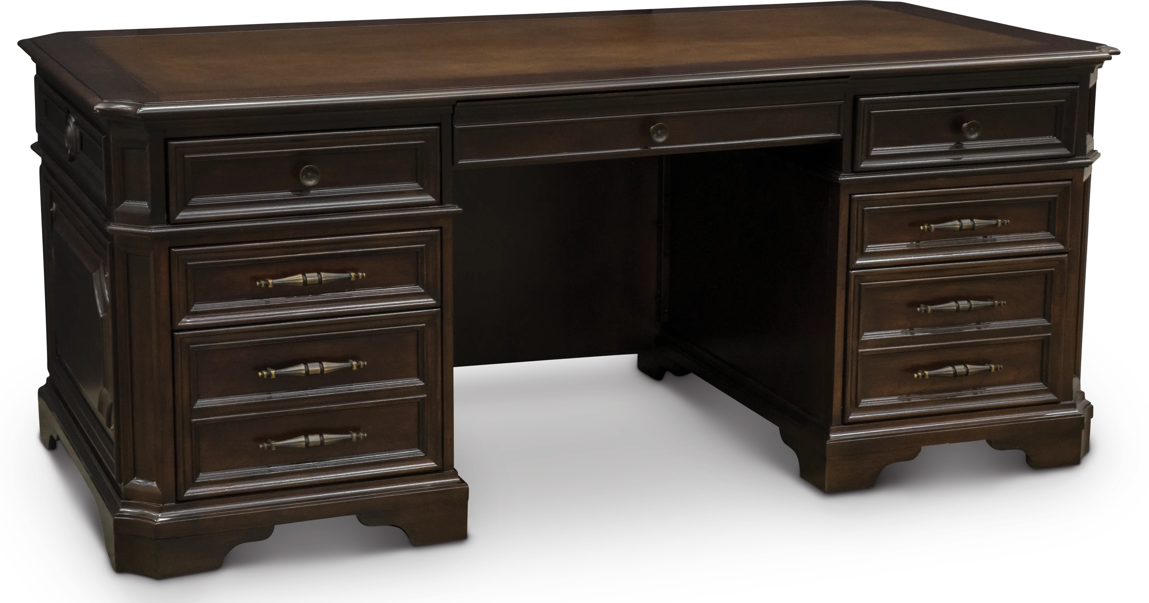 Sheffield 75 Inch Cherry Brown Executive Desk-2