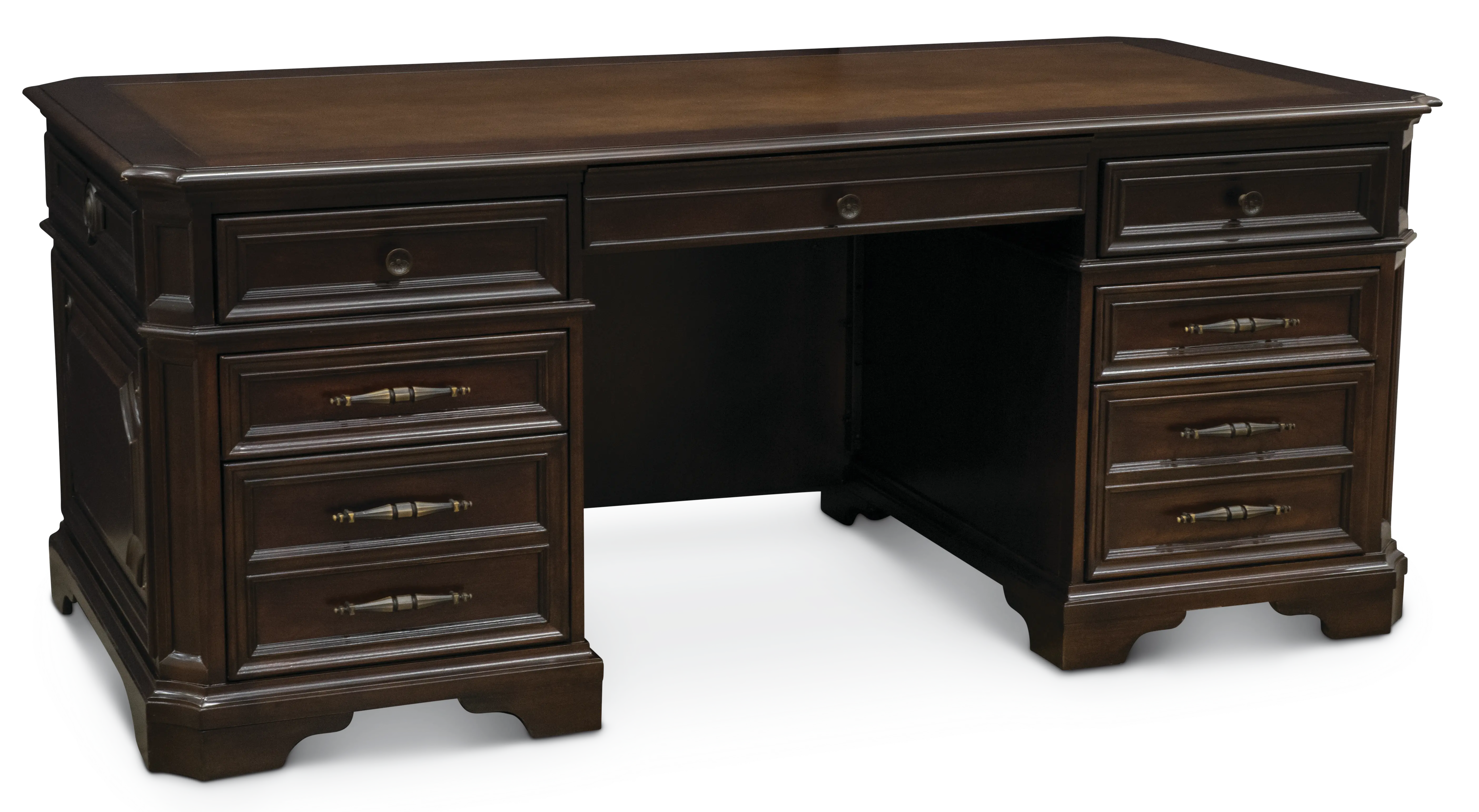 Sheffield 75 Inch Cherry Brown Executive Desk-3