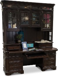 Cherry Brown Office Desk and Hutch - Sheffield