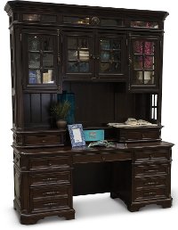 Cherry Brown Office Desk and Hutch - Sheffield-2