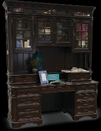 Cherry Brown Office Desk and Hutch - Sheffield-4