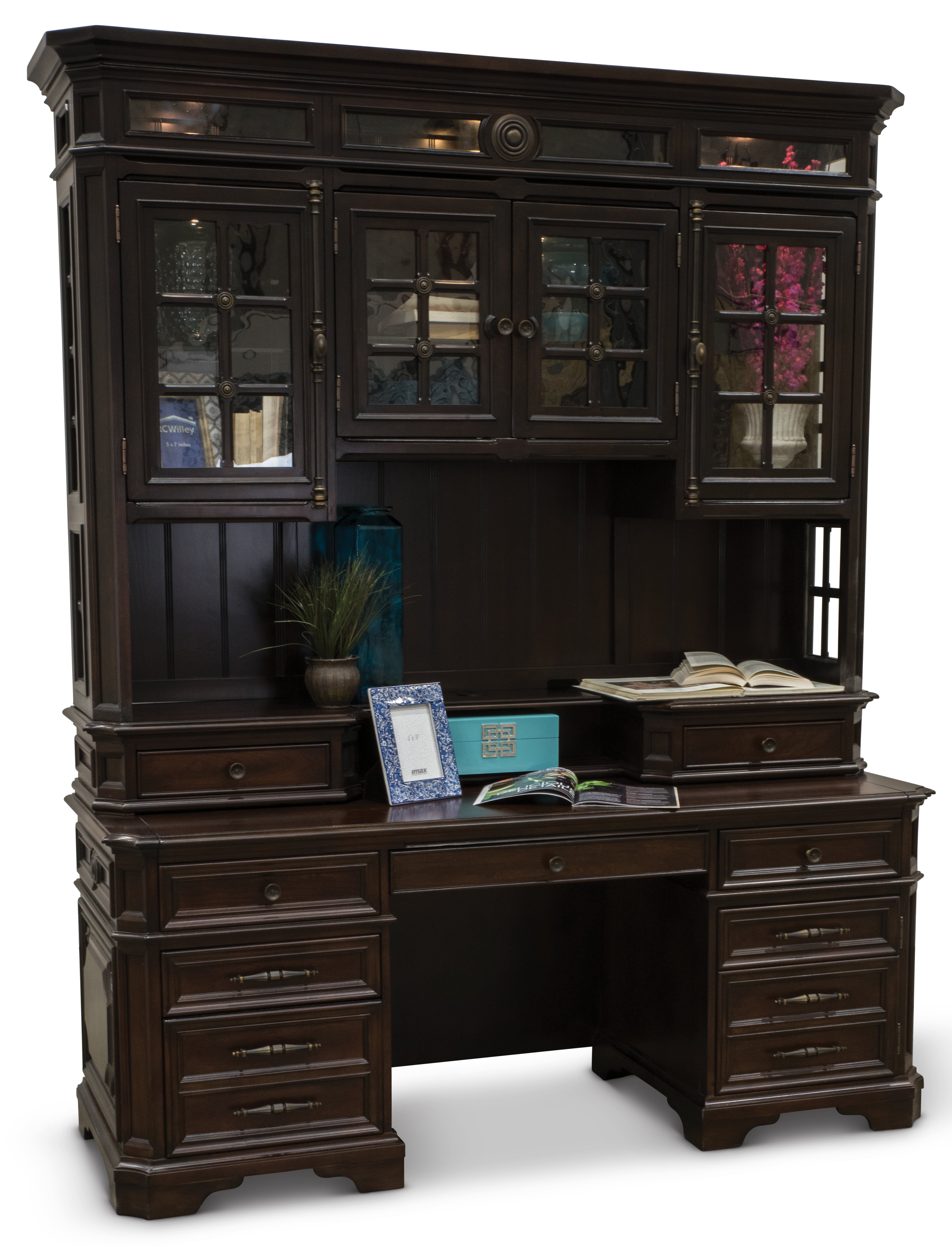 Sheffield Cherry Brown Office Desk and Hutch-2