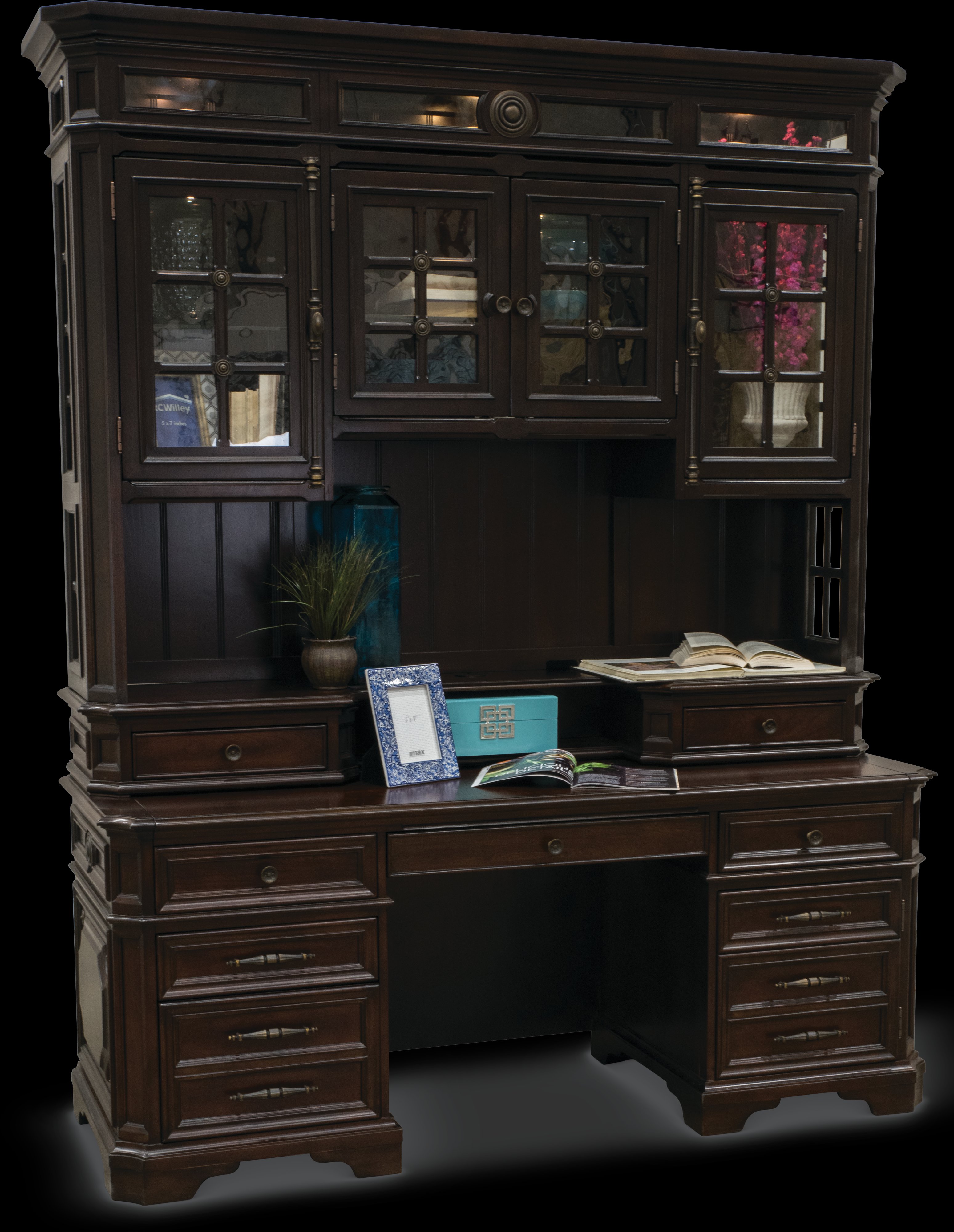 Sheffield Cherry Brown Office Desk and Hutch-4