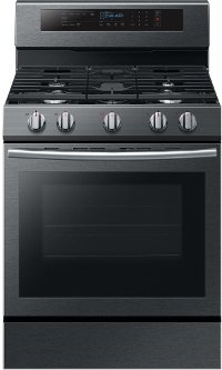 NX58M6630SG Samsung Gas Range with blue LED illuminated knobs - 5.8 cu. ft. Black Stainless Steel