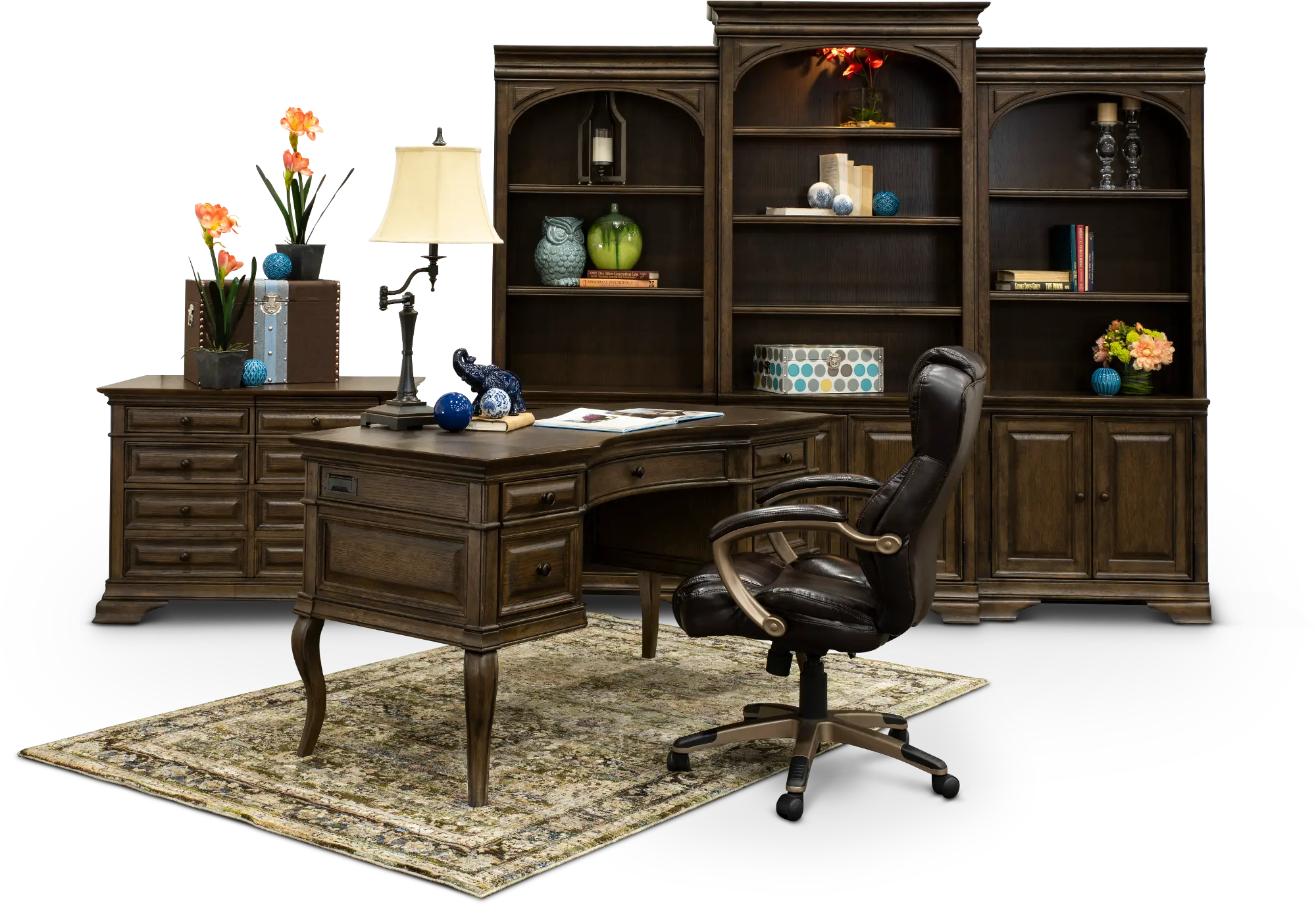 Arcadia Chestnut Brown Half-Pedestal Desk-2