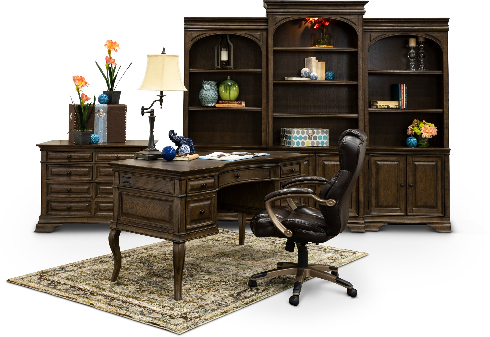 Chestnut Brown Half-Pedestal Desk - Arcadia-2