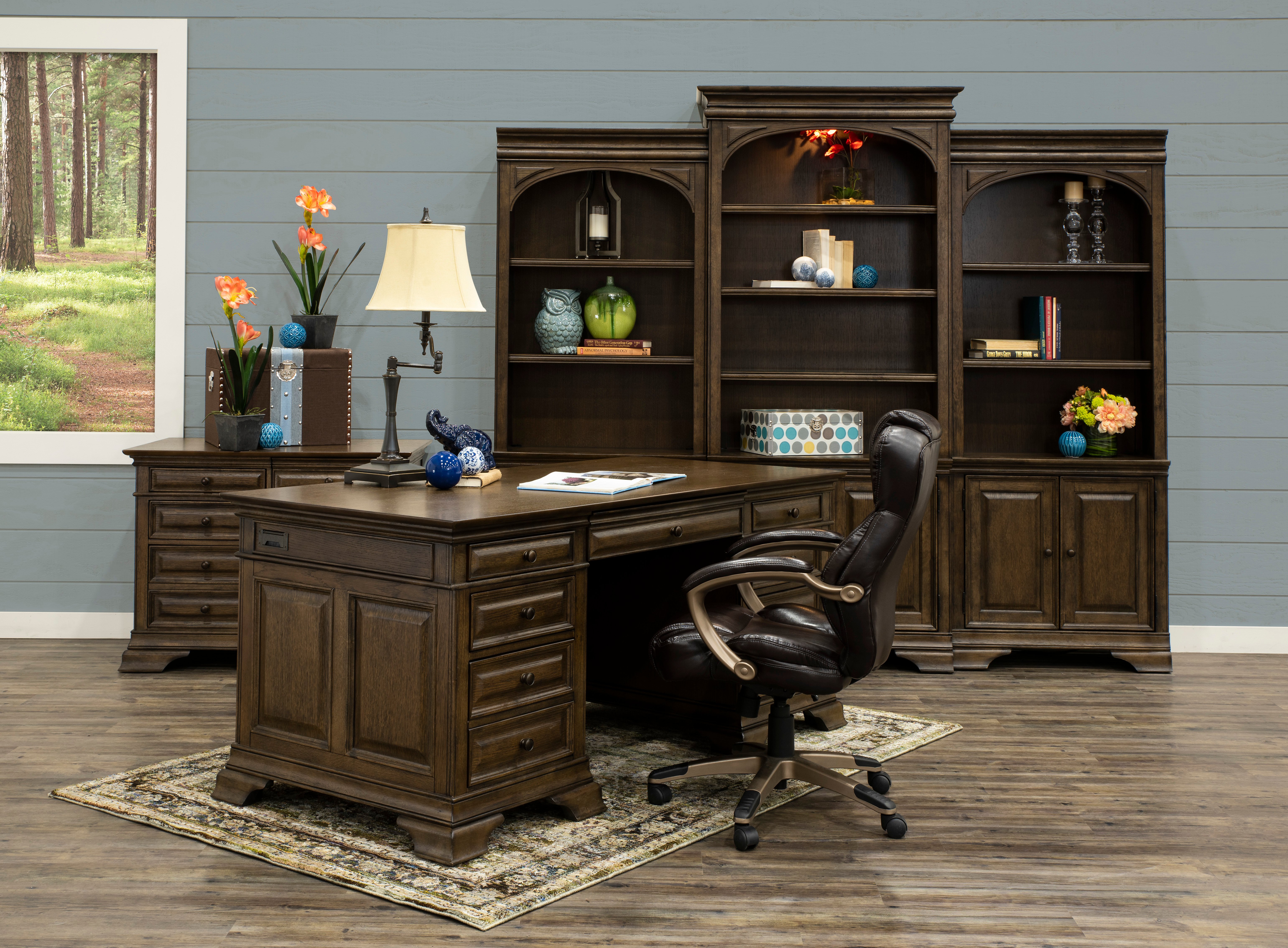 Arcadia Chestnut Brown 4 Drawer File Cabinet-4