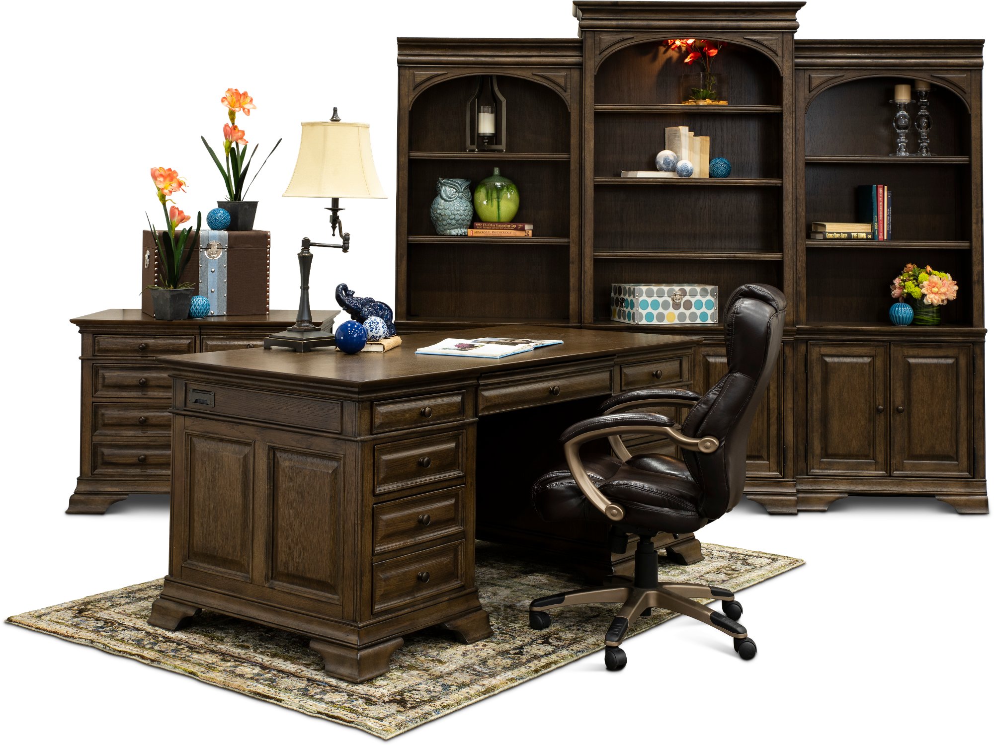 Arcadia Chestnut Brown 4 Drawer File Cabinet-5