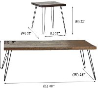 3 Piece Brown Wood Coffee Table Set - Eastwood-2