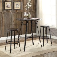Oak and Metal 3 Piece Pub Dining Set - Dora