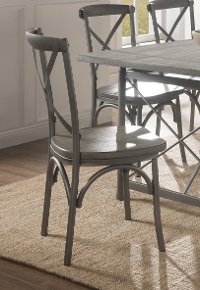 Industrial Weathered Wood and Metal Dining Chair - Gray