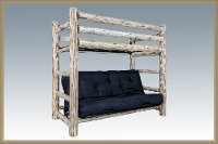 MWTWFMRV Rustic Clear Lacquered Log Twin-over-Full Futon Bunk Bed - Montana -4