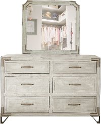 Pearl White Rustic Contemporary Dresser - Camelia