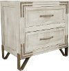 Clearance Pearl White Rustic Contemporary Nightstand - Camelia