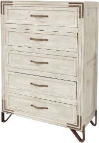 Rustic Contemporary Pearl White Chest of Drawers - Camelia