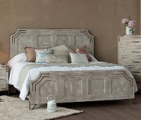 Pearl White Rustic Contemporary Queen Bed - Camelia