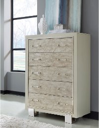 Contemporary Pearl White Chest of Drawers - Cydney