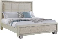 Contemporary Pearl White King Size Upholstered Bed - Cydney