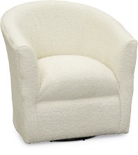 Faux Sheepskin Natural Swivel Barrel Accent Chair - Samantha