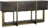 Clearance Modern Espresso Brown and Brass Sofa Table - Desmond