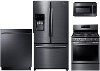 PACKAGE Samsung 4 Piece Kitchen Appliance Package with 5.8 cubic feet Gas Range - Black Stainless Steel