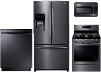 PACKAGE Samsung 4 Piece Kitchen Appliance Package with Gas Range - Black Stainless Steel