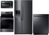 PACKAGE Samsung 4 Piece Kitchen Appliance Package with Electric Convection Range - Black Stainless Steel