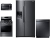 PACKAGE Samsung 4 Piece Kitchen Appliance Package with Gas Range - Black Stainless Steel