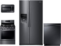PACKAGE Samsung 4 Piece Kitchen Appliance Package with Gas Range - Black Stainless Steel